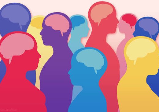 Outline of people in different colours, wooing their brains in a highghted colour to represent the way different brains work.