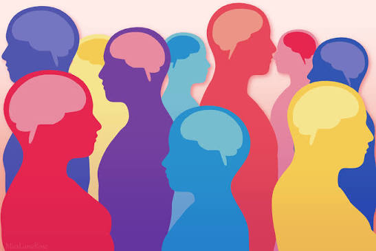 Outline of people in different colours, wooing their brains in a highghted colour to represent the way different brains work.
